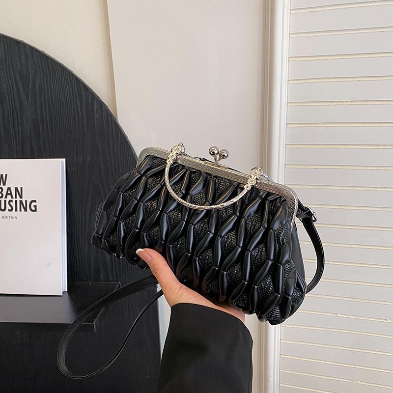 Роскошная дизайнерская сумка для женщин, сумка через плечо, стеганая женская сумка, винтажные сумки-тоуты для женщин, элегантная офисная сумка, трендовая плиссированная сумка чёрный