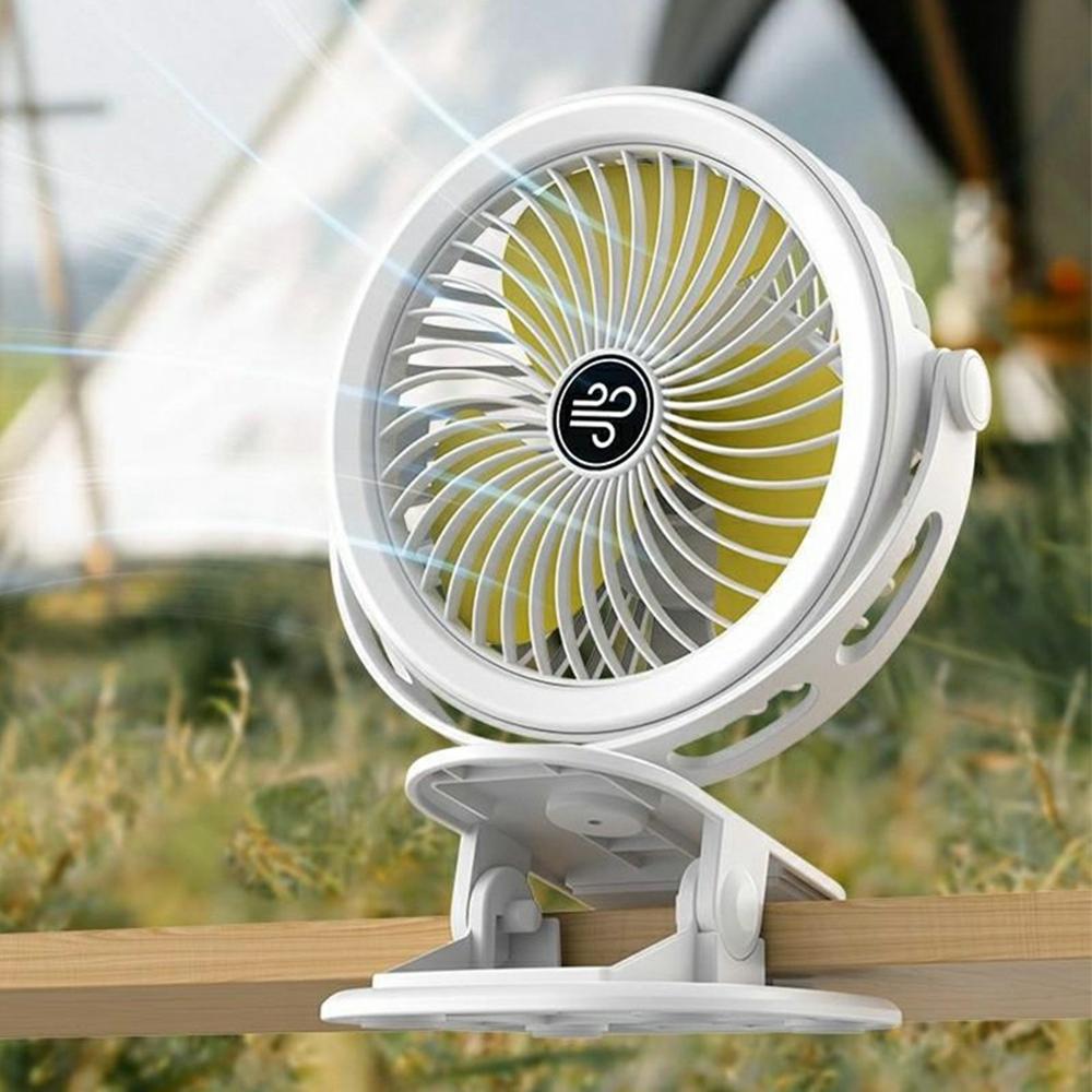 

F006 Clip On Desk Fan with Night Light 3 Speeds Adjustable Portable Hanging Fan for Camping Office Green