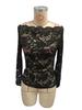 Scallop Neck Edge One-Line Collar Strapless Single-Layered Lace Slim T-Shirt Long Sleeve Tops Versatile Closet Essential Fashion Items Shirt
