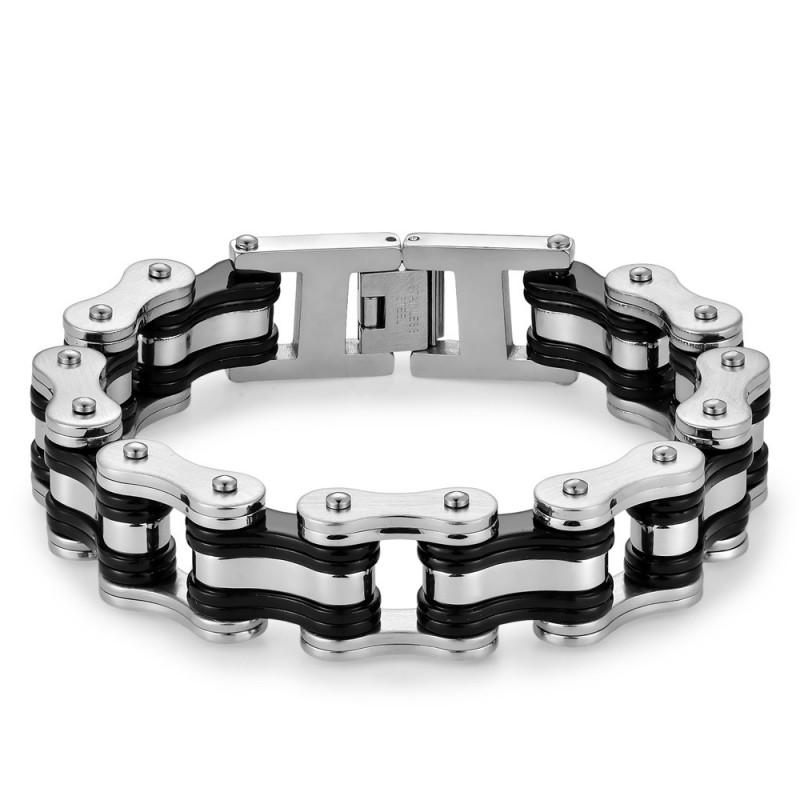 Stainless Steel Biker Bracelet Men - Hip Hop Style Cycling Safety Accessory With Chain Design Geometric
