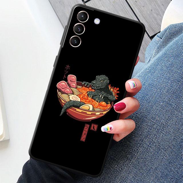 Case For Samsung Galaxy S20 S22 S21 FE S10 S23 Plus S24 Note 20 Ultra 10 Black Soft Phone Shell Great Ramen Wave Japan S24Ultra