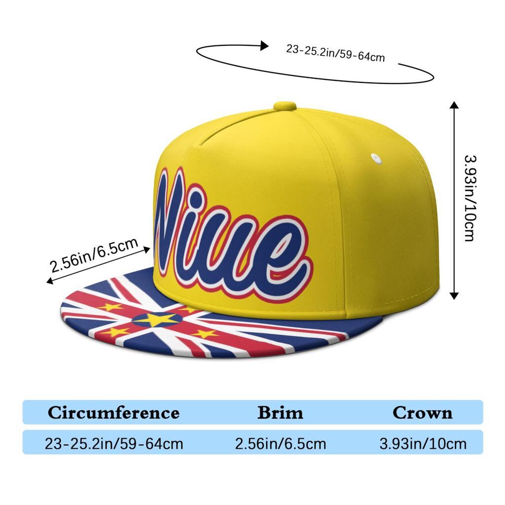 Niue Flat Brimmed Cap Custom Made Name Team Logo Hip-Hop Hat Country Travel Fishing Polynesian Nation Island Flags Headgear