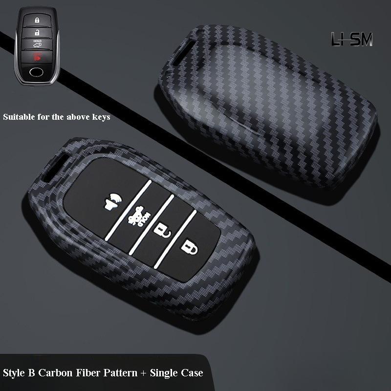 Abs Carbon Fiber Auto Key Fob Cover Case - Fit For Toyota Rav4, Camry, Highlander, Prado, Corolla, Crown (Remote Key Fob Compatible)