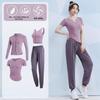 Women's Spring/Summer Yoga Suit Set - Short Sleeve Activewear for Outdoor Runs, Pilates, and Fitness Training