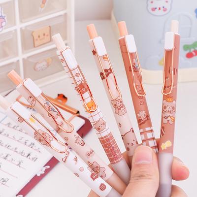 Mielos animacinės meškutės geliniai rašikliai Kawaii 0,5 mm juodas rašalas neutralūs rašikliai korėjietiškos kanceliarinės prekės rašymo priemonė mokyklinės biuro prekės gelinis rašiklis