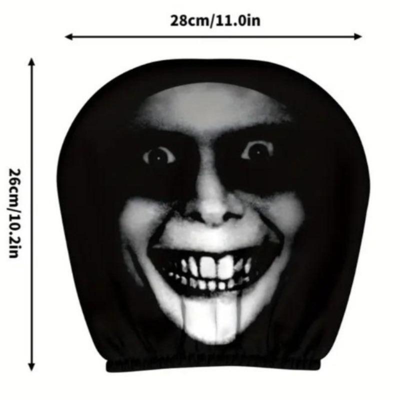 Dekorative 2er-Packung Waschbares Polyestergewebe Halloween-Gesicht Aufgedruckte Auto-Kissenbezug Weich Bequem Auto-Sitz Kopfstütze Kissenbezug