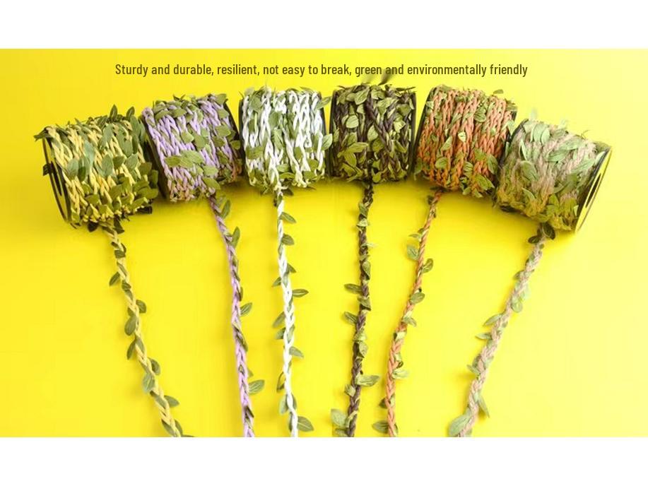 Jute Rope with Rattan Green Leaves for DIY Air Conditioner Pipe Decoration and Crafts