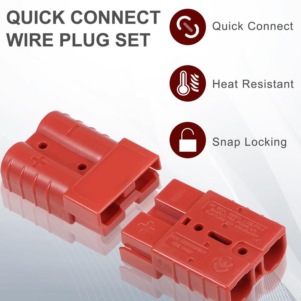 DAOKAI Quick Connect/Disconnect 50A 6-12 Gauge Wire Harness Plug Connector for Winch, Trailer,