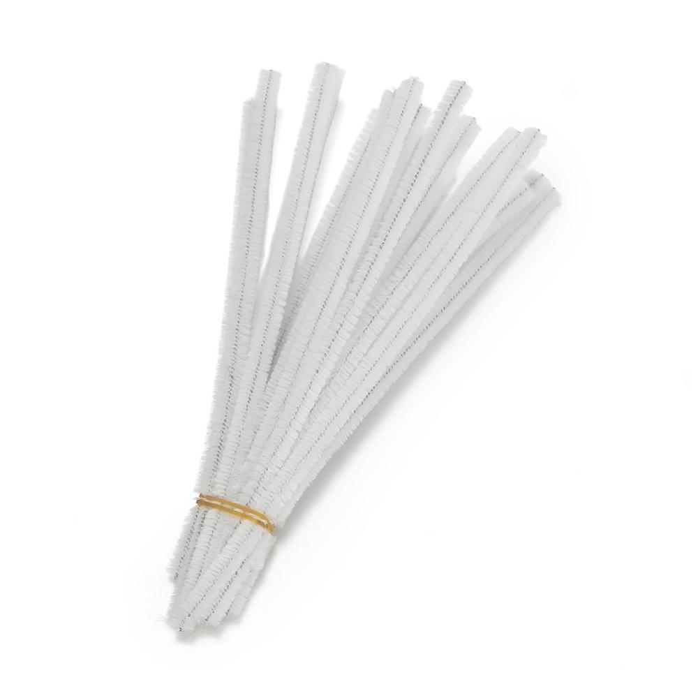 100Pcs 30cm Colorful Chenille Stem Twisted Rod Wool Root Fluffy Bar Iron Wire for DIY Handcraft Twisting Decor Jewelry Supplies