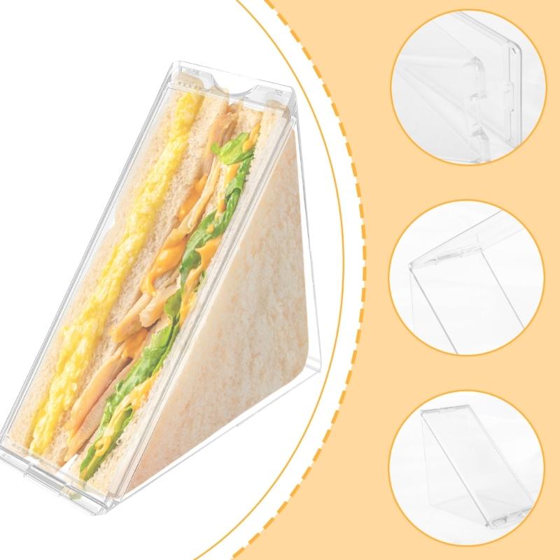 Set of 2 Clear Sandwich Holder Lunch Box with Lid Portable Sandwich Case ABS Texture Suitable for Picnics and Office