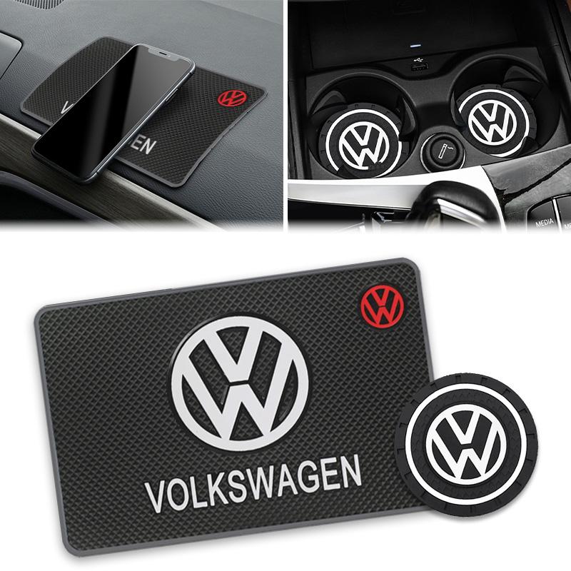 Car Coaster Mat Water Cup Pad PVC Silicone Non-Slip Pad Emblem Auto Accessories For Volkswagen VW GTI Polo Golf Passat Scirocco tik077