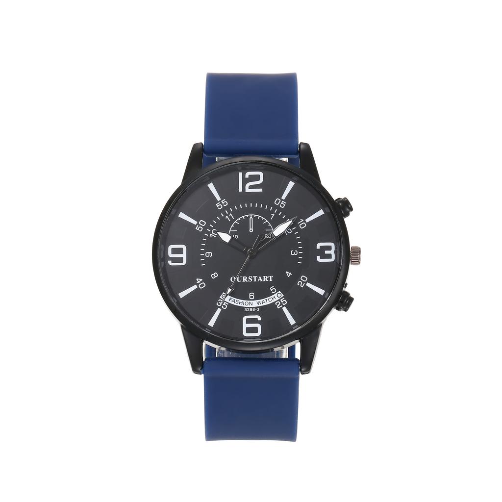 Sporty Ins High-quality Simple Trend Round Dial Pointer Style Silicone Strap Men's Watch