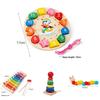 Wooden Baby Clock Caterpillar Small Round Bead Rainbow Tower Toy For Early Learning