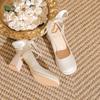 Thick-soled Waterproof Platform Petite Mary Jane Shoes for Ladies Bridesmaids High Heels