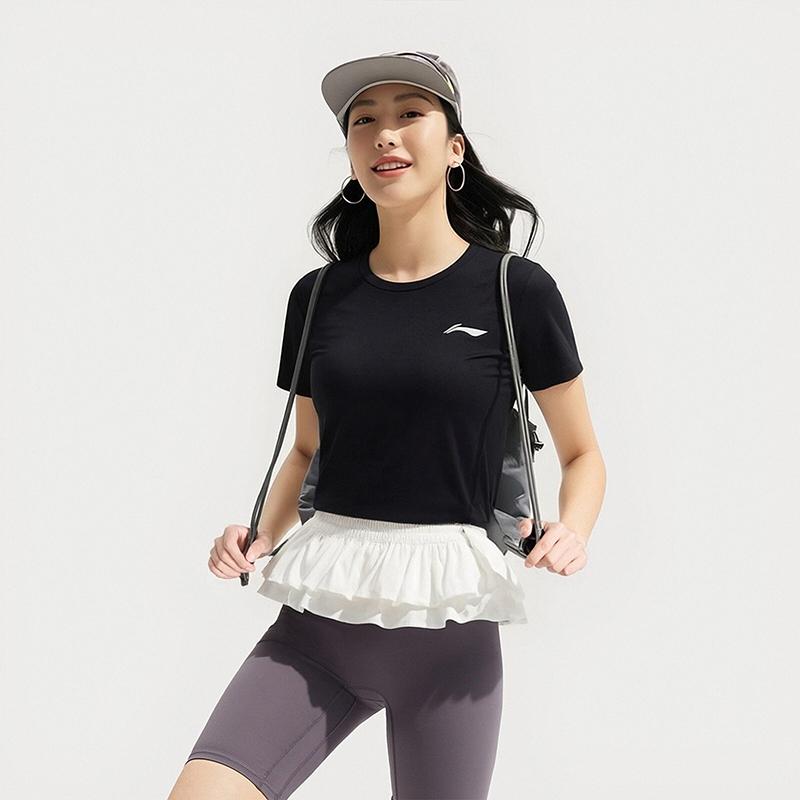 Li Ning T Shirts Women's Black Crew Neck ATSW838-1