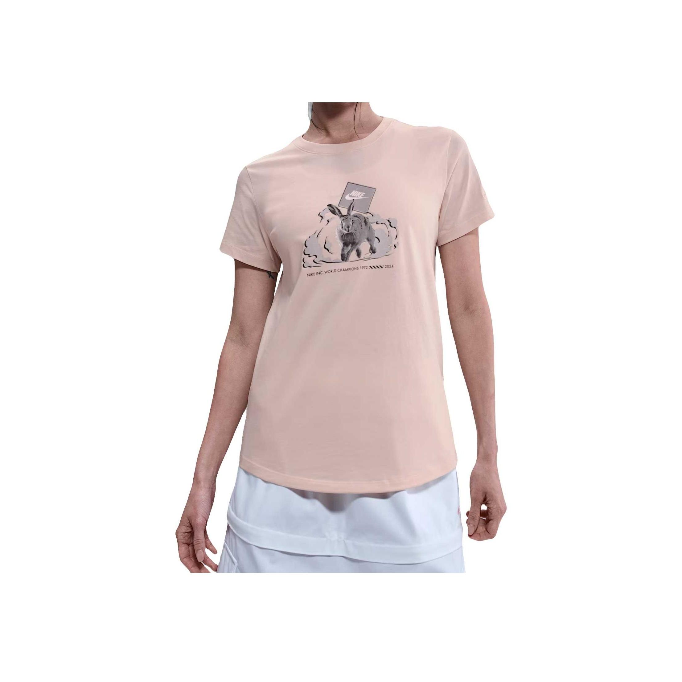 

Nike Спортивная одежда Универсальная Повседневная Простая Футболка с коротким рукавом Обычная Женские футболки Розовый IF0368-838 M