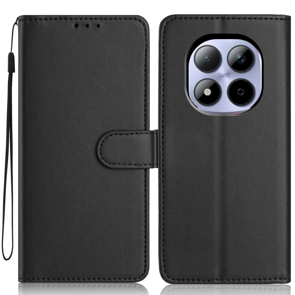For Xiaomi Redmi Note 15 Pro 5G (Global) Wallet Case with Strap/Multiple Card Slots Solid Color Leather Stand Phone Cover
