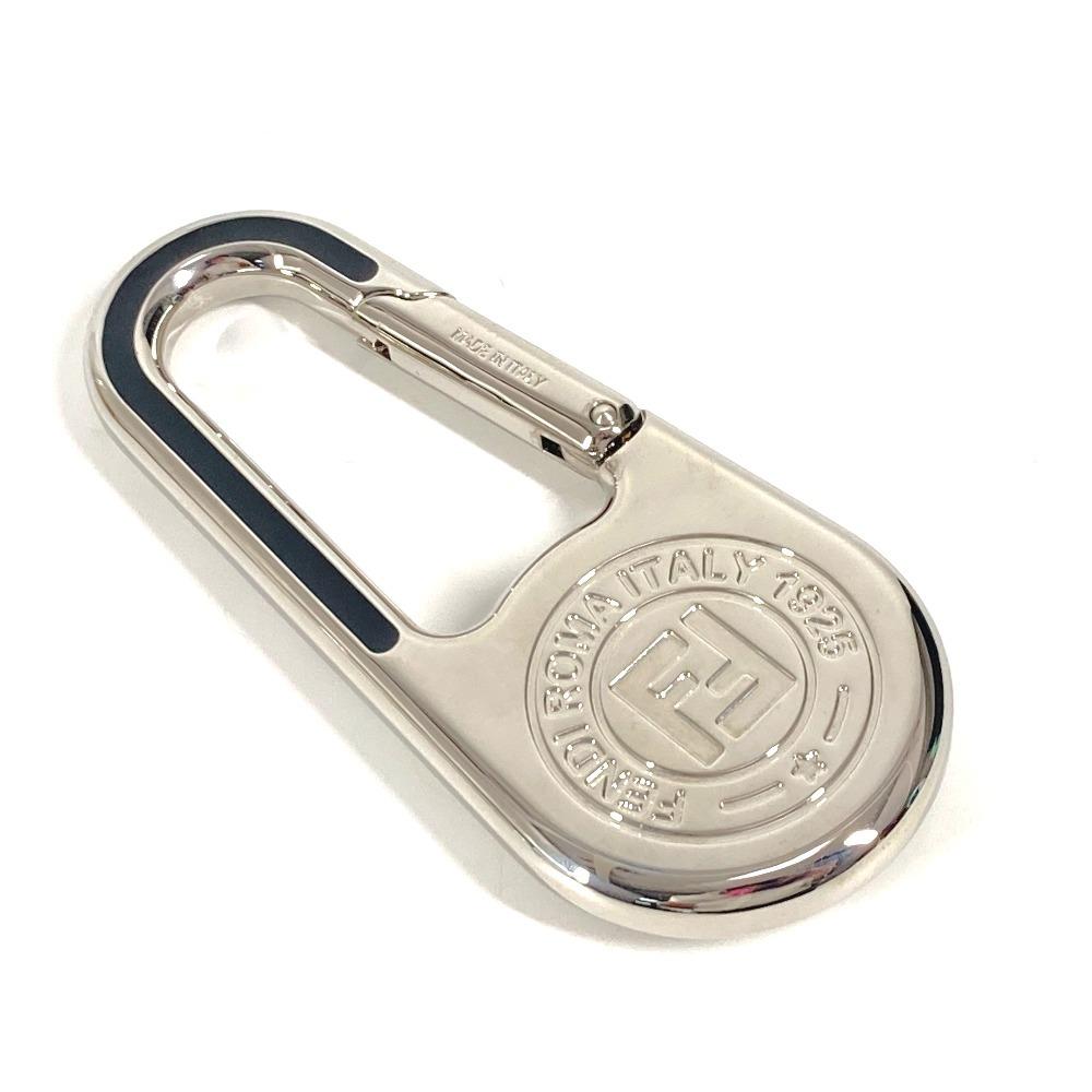 FENDI Logo compass carabiner Bag Charm Key Holder Metal Silver