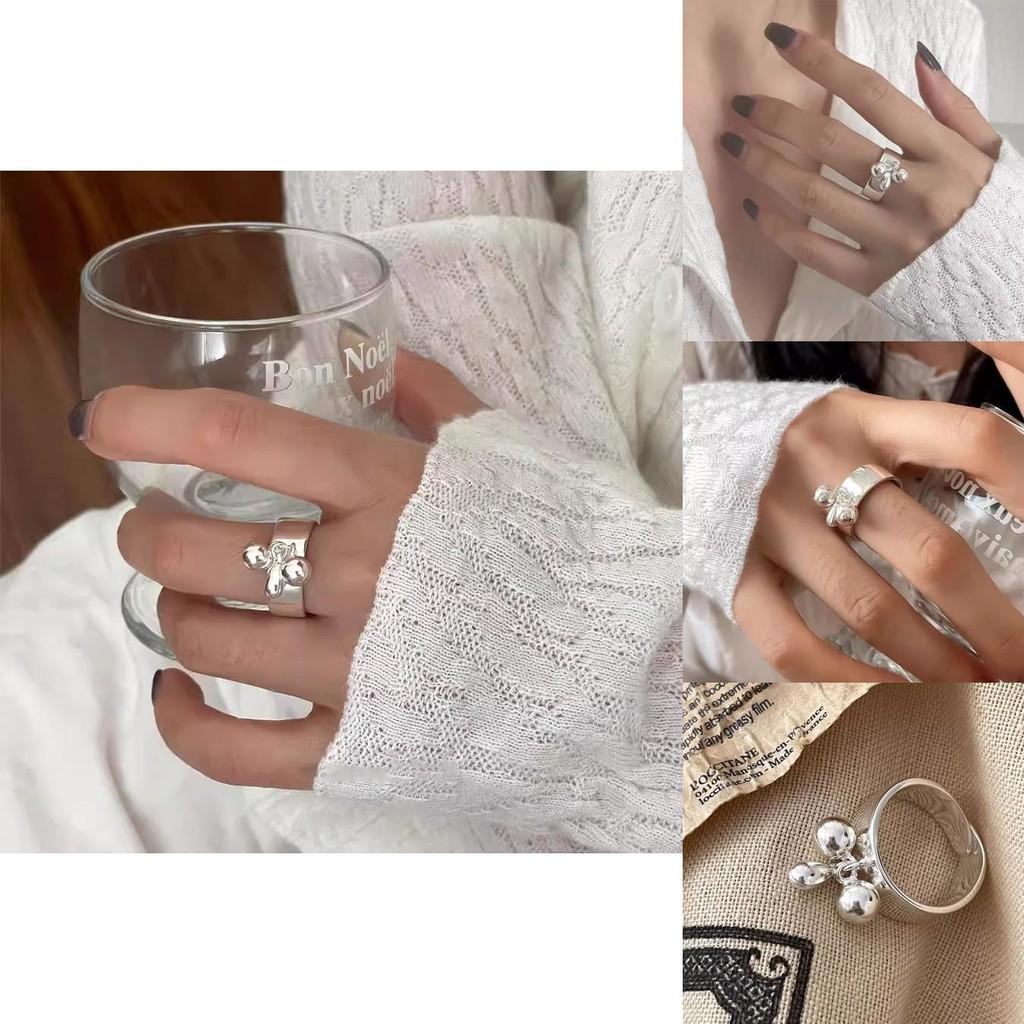 Vintage Irregular Inspired Beaded Ring For Women Copper Adjustable Open Design Chic And Stylish