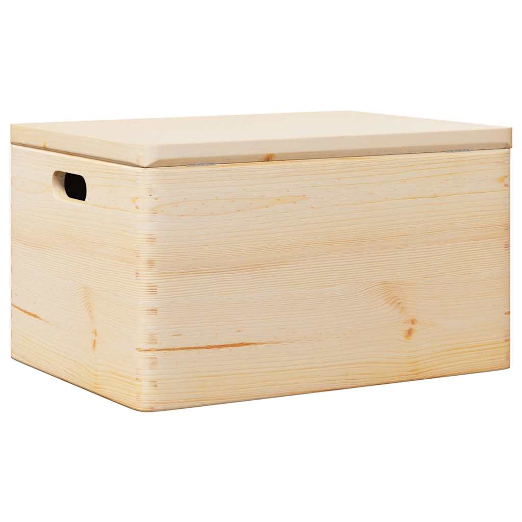 Vidaxl Wooden Box with Lid and Handles, Solid Pine Wood