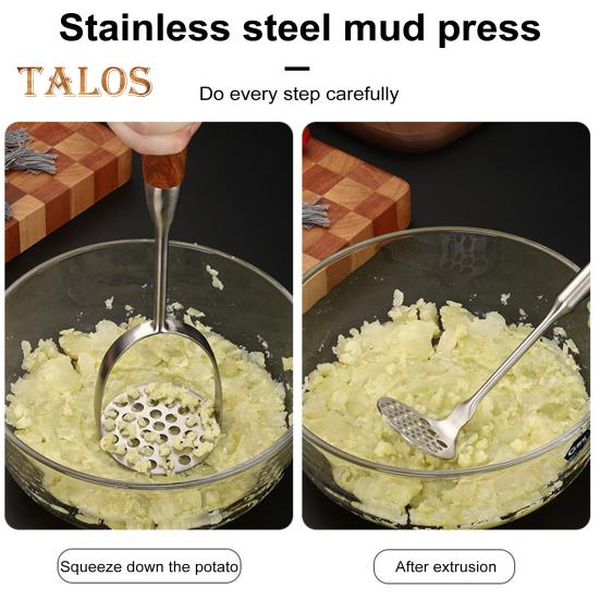 Stainless Steel Mud Press Masher for Avocado Potatoes Beans Easy To Use Clean Food Masher Ergonomic Design Versatile Kitchen Tool