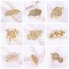 18K Gold Plated Brass Leaves Connector Fastener For Necklace Making Fittings Inlaid Zircon Pearl Clasp Findings DIY Accessories