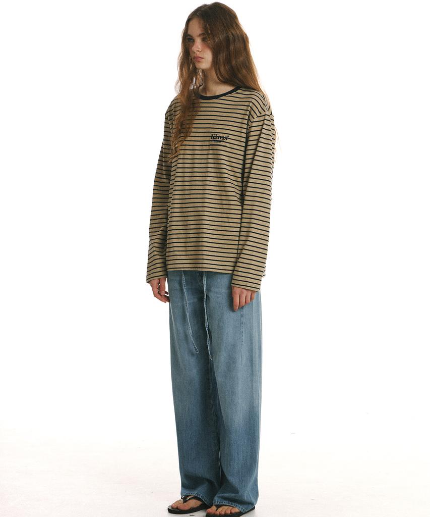 Kimseupeulesikoteunmakes Mini Bam Line Stripe Ls Tee Beige