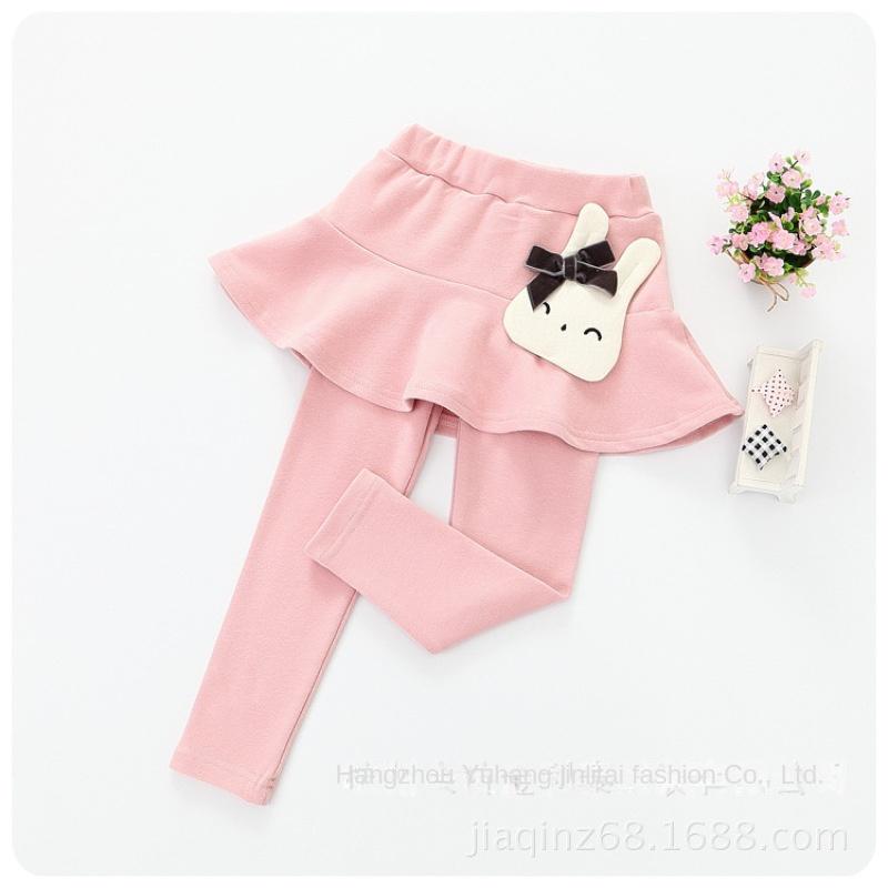 Children's Spring and Autumn Bottoms Girls Princess Dress Trousers False Two Pieces Fluffy Mesh Skirt Trousers 2-6year