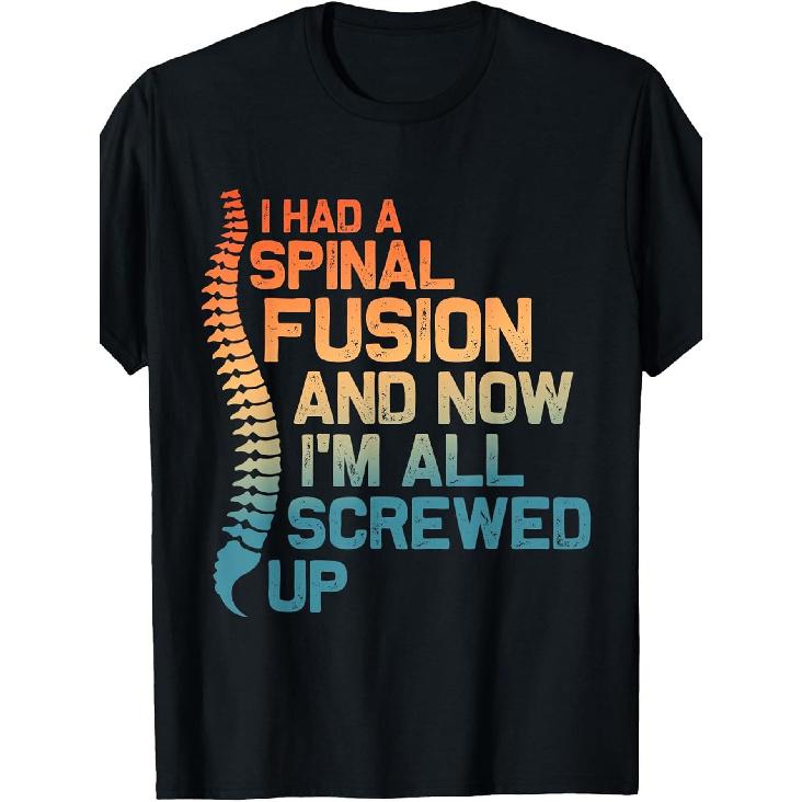Spinal Fusion Surgery Recovery Shirt for Men, Women & Kids - Soft Breathable Post-Surgery Tee with Spine Graphic, Loose Fit, Suitable for Spine