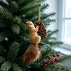 Window Sill Festive Adornments Christmas Squirrel Ornaments for Tree, Cute Felt Plush Woodland with Pine Pastoral Style Party Supplies Cone,
