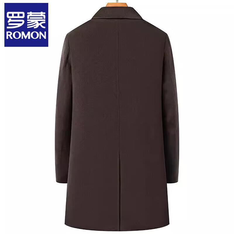 ROMON Men's Mid-Length Wool Coat with Down Liner