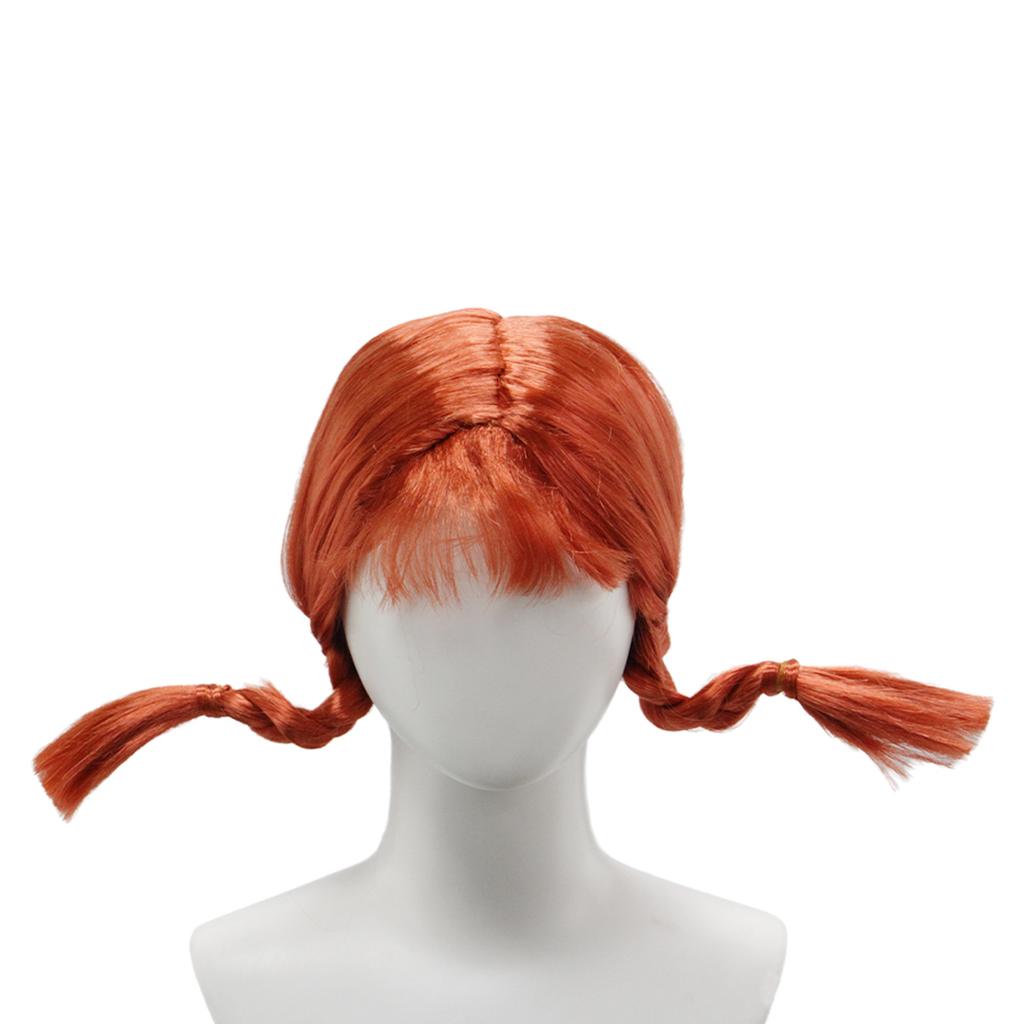 Orange neat bangs anti-warped braid synthetic wig | wig suitable for anime elf role-playing