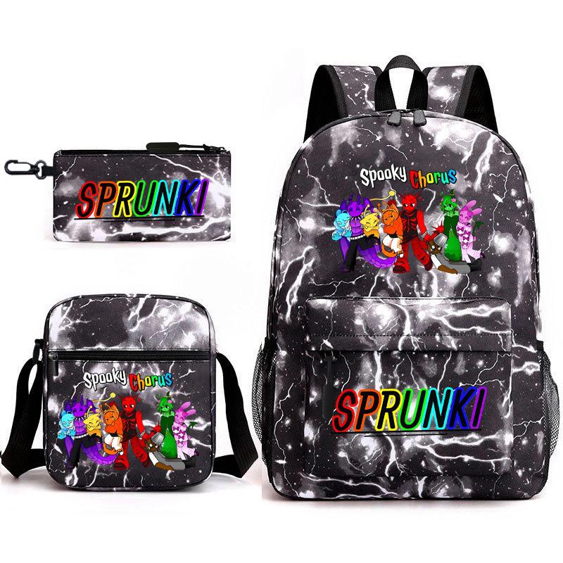 Rhythm box peripheral schoolbag sprunki cartoon starry sky backpack 3-piece set