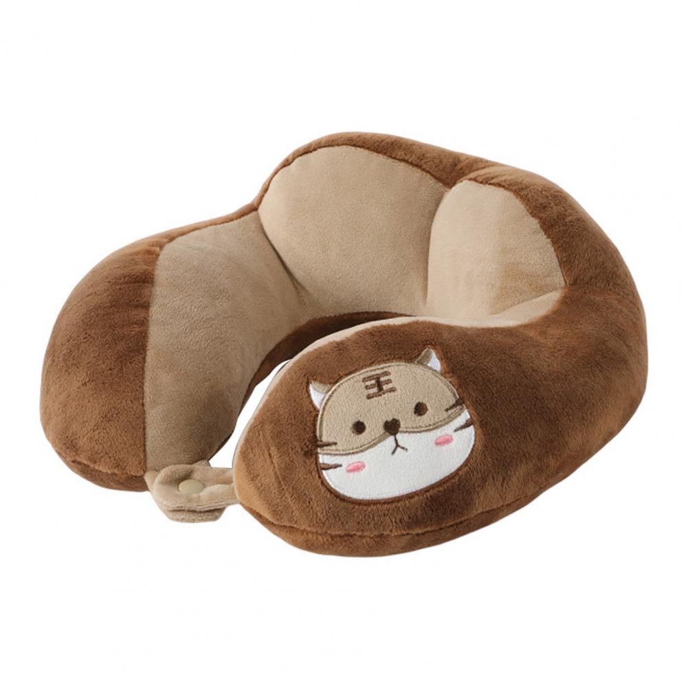 

Подушка для шеи с изображением животных из мультфильмов, дизайн горба, полипропиленовый хлопок с фланелевой накладкой, детская плюшевая U-образная подушка для шеи, автомобиля и дома коричневый