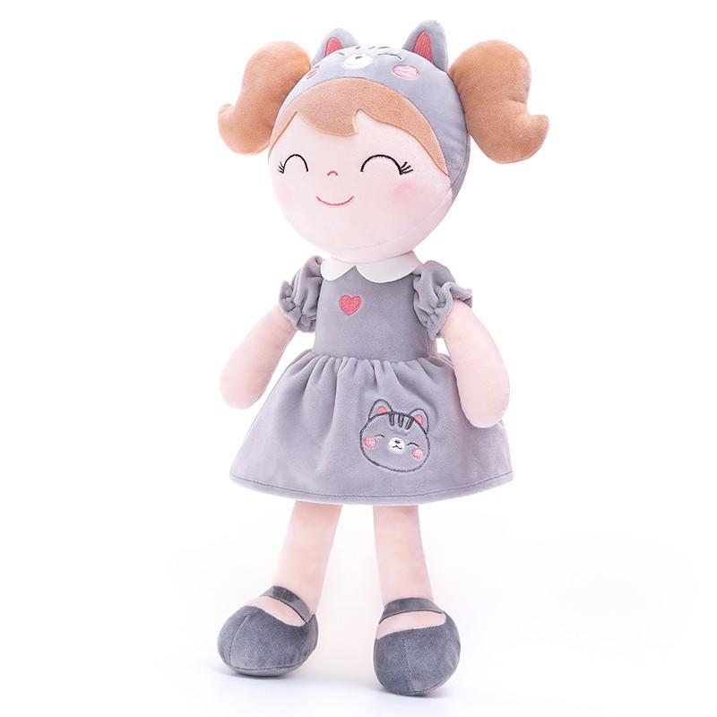 Baby Dolls Plush Animal Doll Gray Cat Baby Girl Plush Doll for Graduation Baby Shower Presents 30cm