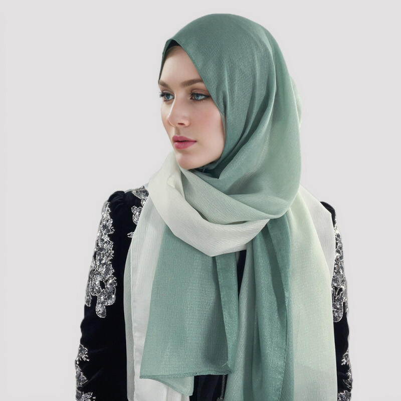 New Silk Hand Gradient Fashion Hijab Scarf Indonesian Malay Silver Scarf Raya Hijab