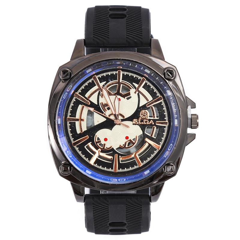 Men S Watch Fashion Casual Silicone Strap Quartz Watch Men S Hollow Literal Personality Watch