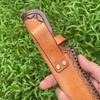 23cm Nóż z ostrzem stałym Pochwa Tłoczona skóra bydlęca Najwyższej jakości skóra licowa Nóż kempingowy Etui myśliwskie Kabura z klamrą do paska