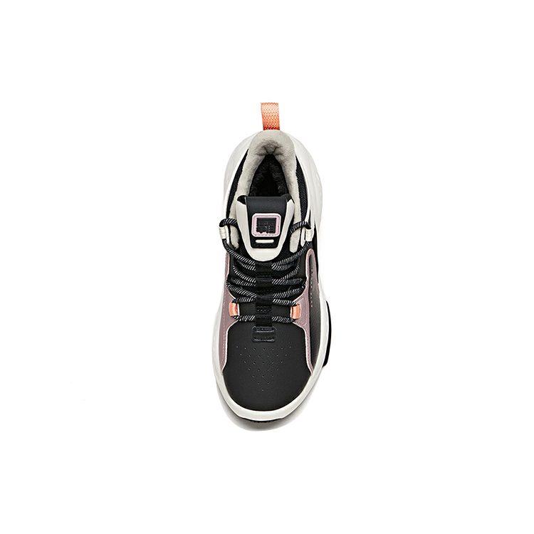 Anta Bastard Fleece lined Mid top Skateboard Shoes Women's Black White Pink 122048903-4