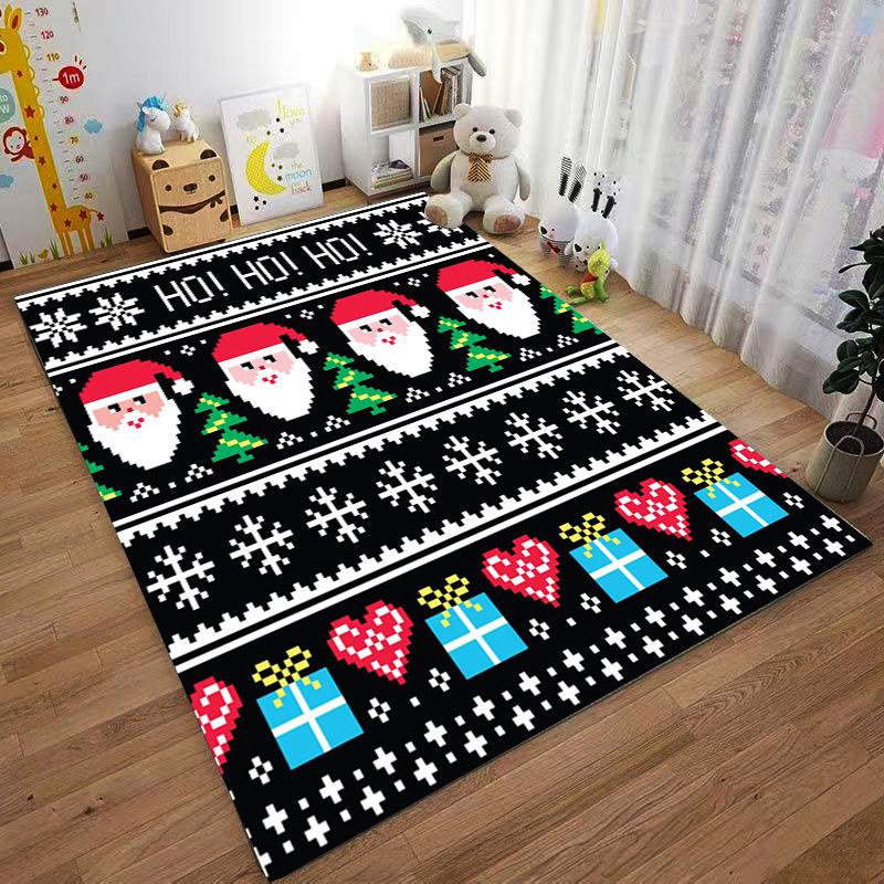Christmas Themed Carpet with Santa, Snowflakes, Gifts and Hearts Suitable for use as an anti-slip for living room bedroom sofas