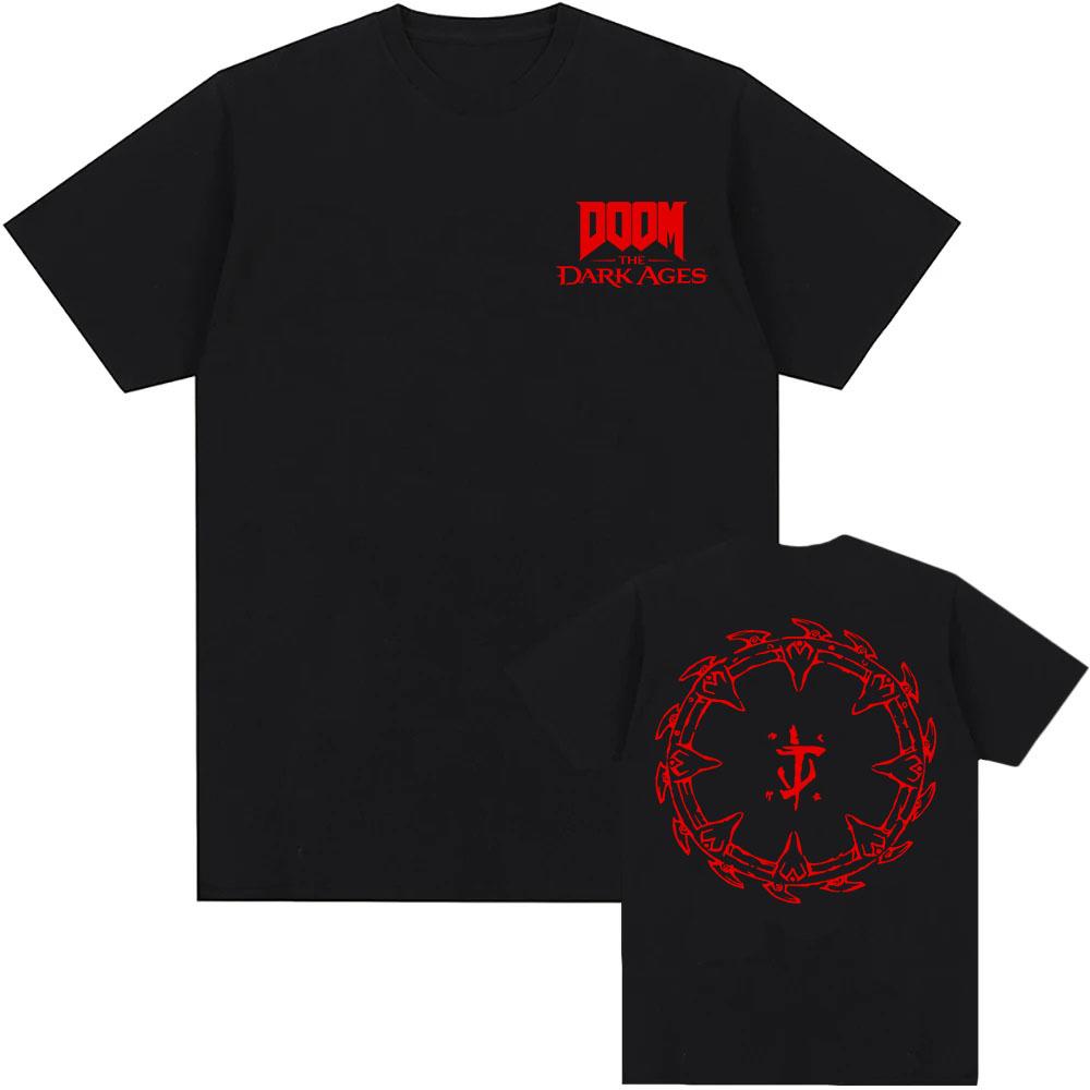 Игровой DOOMM The Dark Ages Графическая футболка Унисекс Уличная мода Хлопковые футболки с коротким рукавом XXL