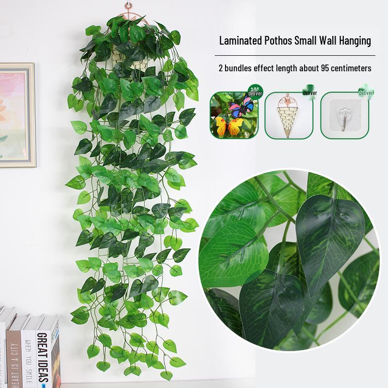 Artificial Pothos & Spider Plant Rattan Vine Wall Hanging for Indoor/Outdoor Decor