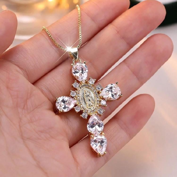 Funkelndes Jungfrau-Kreuz Halskette Verstellbare Jungfrau-Kreuz Halskette Schmuck Personalisierte Halskette Ornament