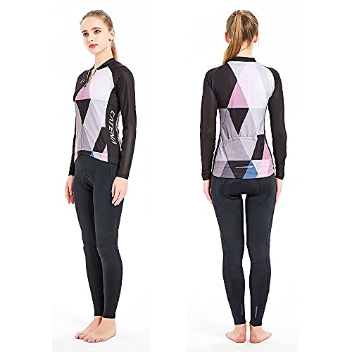 [CATENA] Women's Cycling Jersey, Cycling Pants, Cycling Tights, Cycling Wear Set, Long Sleeve, Breathable, 3D Gel Pad, Sweat-wicking, Quick-drying, An