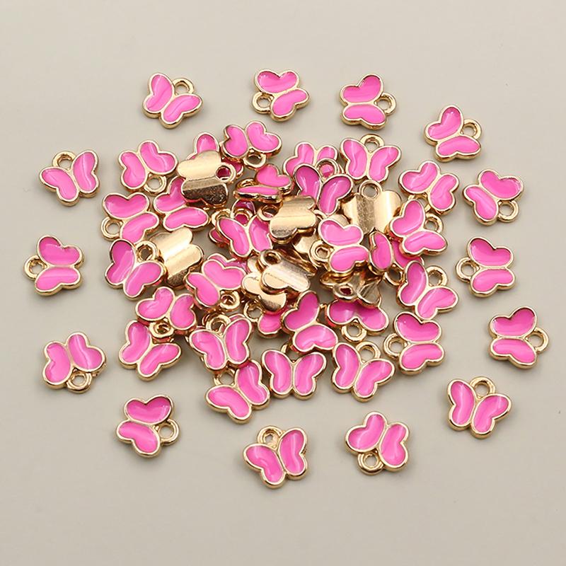 50Pcs 8x8.5mm Small Alloy Butterfly Charms Pendants Multi Colors For DIY Bracelet Necklaces Jewelry Making Accessories