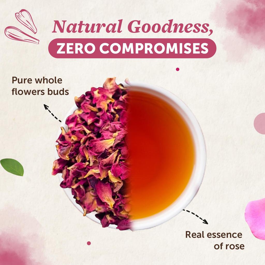 Neuherbs Tisana ai Fiori di Rosa 50 g Confezione da 1 Bevanda Erboristica Senza Caffeina per una Pelle Luminosa e il Benessere Quotidiano