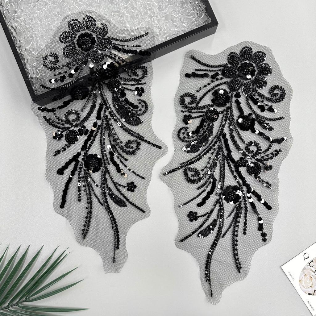 Heavy Industry Mesh Beaded Sequins Three-Dimensional Flower-To-Flower Patch Dress Wedding Dress With Decorative Cloth Stickers Accessories