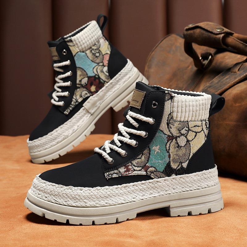 Fashion High Quality Fashionable Men's Shoes for Teenagers Anti Slip Breathable Boots Handmade Stitching Ankle Boots Zapatos De Hombre