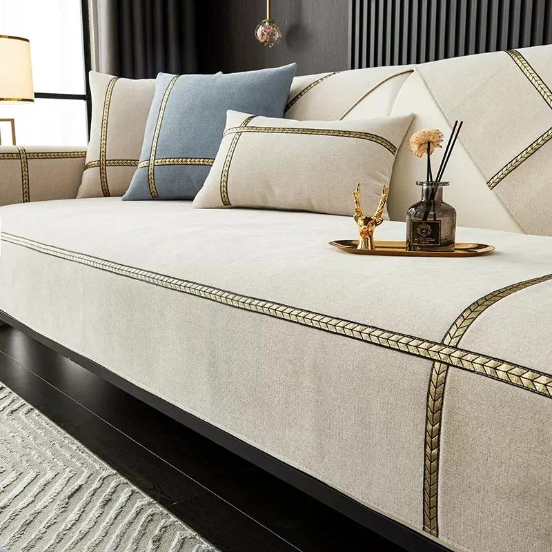 Potah na pohovku žinylkový Zlatá pšeničná řada Protiskluzový potah Šedá barva Hotelová restaurace Potah na pohovku s Phnom Lem Home