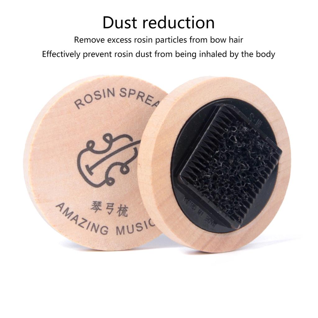 Violin Bow Comb Rosin Spreader Violin Bow Hair Comb Round Cleaning Tool Portable Wood Bow Brush for Students Use